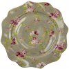 Clayre & Eef Veľký porcelánový zelený tanier s kvetmi Rose 28 x 2 cm Clayre & Eef Veľký porcelánový zelený tanier s kvetmi Rose 28 x 2 cm
