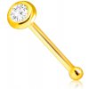 Šperky eshop - Rovný piercing v žltom 9K zlate do nosa - číry ligotavý zirkón v objímke S1GG175.18 Šperky eshop - Rovný piercing v žltom 9K zlate do nosa - číry ligotavý zirkón v objímke S1GG175.18