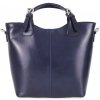 Veľká kožená dámska shopper kabelka modrá