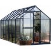 Záhradný polykarbonátový skleník 4x2, posuvný, pevný, 361x183cm, 2x4, čierny Záhradný polykarbonátový skleník 4x2, posuvný, pevný, 361x183cm, 2x4, čierny