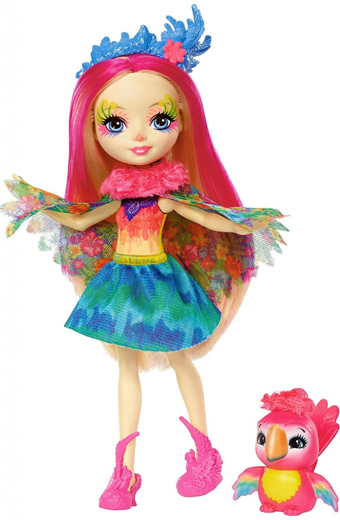 Mattel Enchantimals bábika Peeki Parrot s papagájom Sheeny