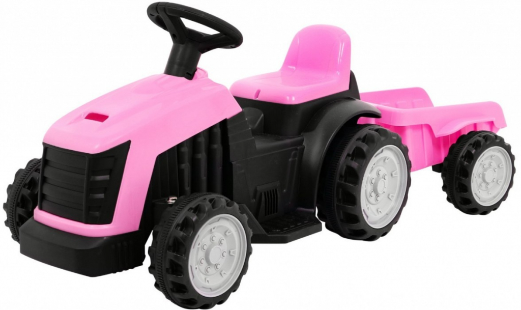 Mamido elektrický traktor s prívesom ružová