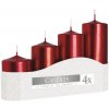 Adventné sviečky Bispol stupňovité metalické červené Ø5x7/9/11/13 cm 4 ks Adventné sviečky Bispol stupňovité metalické červené Ø5x7/9/11/13 cm 4 ks