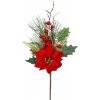 Konárik vian. ruža, guličky, zeleň gliter červený 48cm 233340 - Umelé kvety Konárik vian. ruža, guličky, zeleň gliter červený 48cm 233340 - Umelé kvety