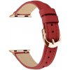 AppleMix Remienok pre Apple Watch - pre 42 / 44 / 45 / 46 / 49 mm - tenký - kožený - Rose Gold pracka - červený AppleMix Remienok pre Apple Watch - pre 42 / 44 / 45 / 46 / 49 mm - tenký - kožený - Rose Gold pracka - červený