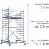 SCAFOM-RUX Pojazdné lešenie RUX MOBILO 1400 - pracovná výška 5,5 m Dĺžka: 180 cm