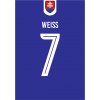 Superfutbal Maketa dresu Slovensko, modrá Rozmer: A3, Meno a číslo: Weiss 7 Superfutbal Maketa dresu Slovensko, modrá Rozmer: A3, Meno a číslo: Weiss 7