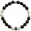 Glosery náramok Valček so zirkónmi, stopery z chirurgickej ocele, lesklý čierny achát a howlite 8mm Obvod zápästia: XS 15 cm Glosery náramok Valček so zirkónmi, stopery z chirurgickej ocele, lesklý čierny achát a howlite 8mm Obvod zápästia: XS 15 cm