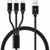 Mobilly 3v1 USB-C, Lightning, MicroUSB opletený nabíjací kábel pre nabíjanie až 3 telefónov súčasne Mobilly 3v1 USB-C, Lightning, MicroUSB opletený nabíjací kábel pre nabíjanie až 3 telefónov súčasne