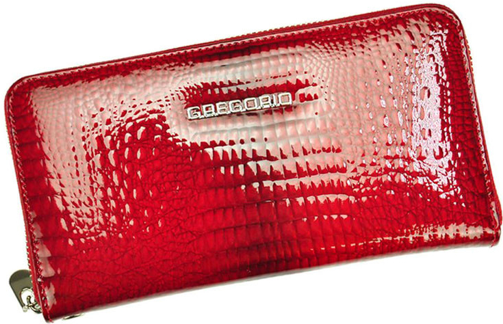 Gregorio velká dámska kožená peňaženka na zips červená