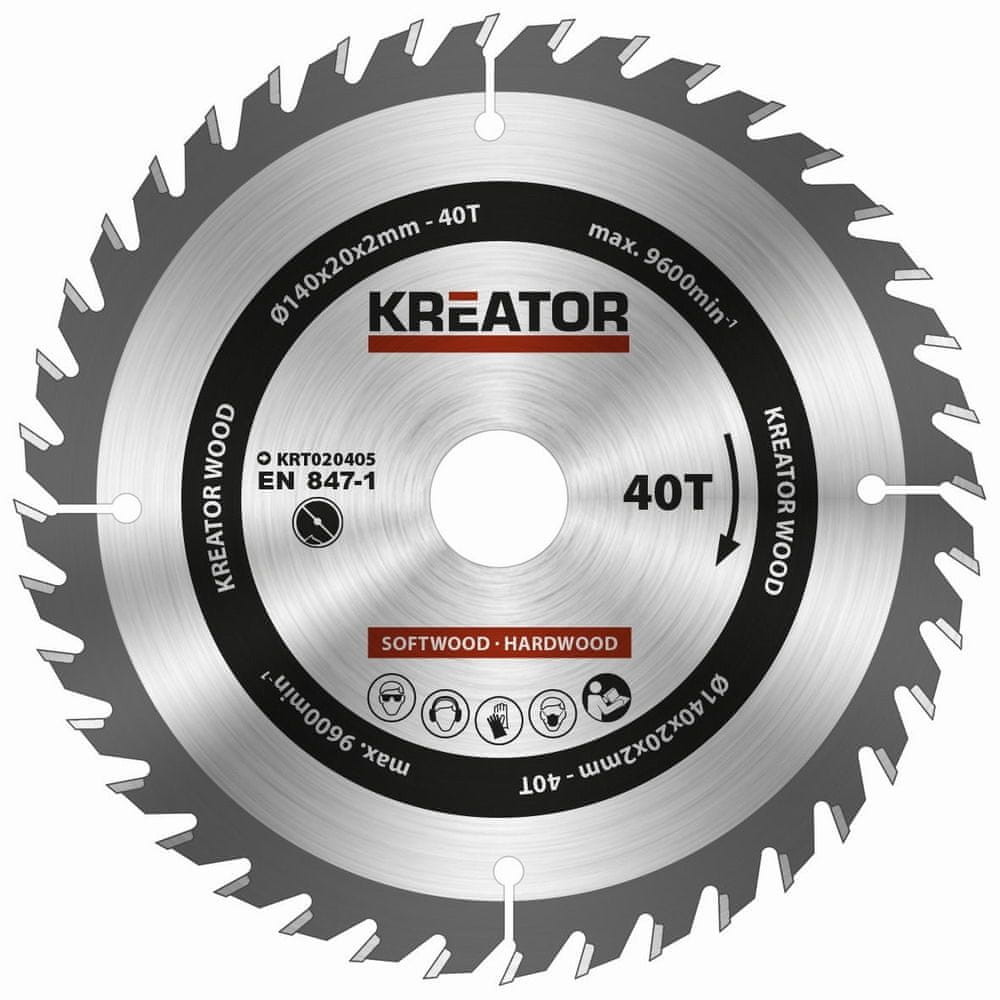 Kreator KRT020405 Pílový kotúč na drevo 140mm, 40T
