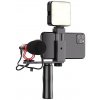 Držiak na mobilný telefón Apexel Video Rig s mikrofónom a LED svetlom (APL-VG01-ML)