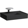 LAUFEN Kartell asymetrické závesné umývadlo s odkladacou plochou vpravo, s otvorom, bez prepadu, so skrytým odpadom, 600 x 460 mm, matná čierna, H8183347161111 LAUFEN Kartell asymetrické závesné umývadlo s odkladacou plochou vpravo, s otvorom, bez prepadu, so skrytým odpadom, 600 x 460 mm, matná čierna, H8183347161111