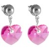 Náušnice se Swarovski Elements, visací, tvar srdce, růžová, 793902r Náušnice se Swarovski Elements, visací, tvar srdce, růžová, 793902r