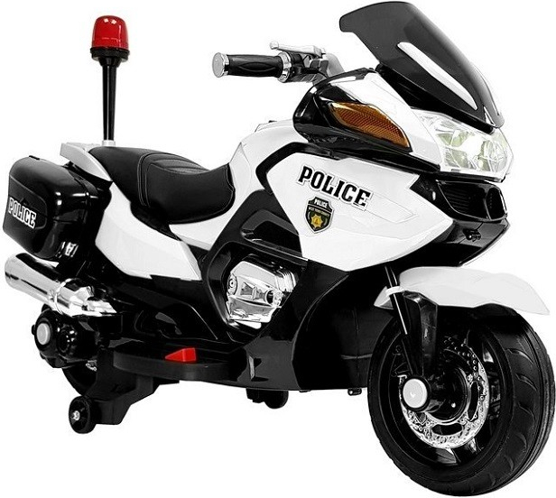 Lean Toys elektrická motorka policajná HZB118 12 V Eva mäkké kolesá l6443 biela