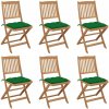 VidaXL Skladacie záhradné stoličky 6 ks, s poduškami, akáciové drevo VidaXL Skladacie záhradné stoličky 6 ks, s poduškami, akáciové drevo