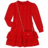 Fashionkids dievčenské pletené šaty s kabelkou dlhý rukáv červená