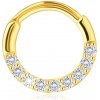 Šperky eshop - Okrúhly piercing do nosa v zlate 585 - línia čírych zirkónov, kĺbové zapínanie S3GG250.29 Šperky eshop - Okrúhly piercing do nosa v zlate 585 - línia čírych zirkónov, kĺbové zapínanie S3GG250.29