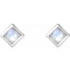 jantario Strieborné náušnice s mesačným kameňom Štvorec 102476 jantario Strieborné náušnice s mesačným kameňom Štvorec 102476