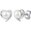 Silvego Strieborné náušnice kôstky SRDCE s bielou prírodnou perlou JST17130 Silvego Strieborné náušnice kôstky SRDCE s bielou prírodnou perlou JST17130