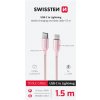 SWISSTEN TEXTILE II USB-C/Lightning 30W 3A 1,5m ružový SWISSTEN TEXTILE II USB-C/Lightning 30W 3A 1,5m ružový
