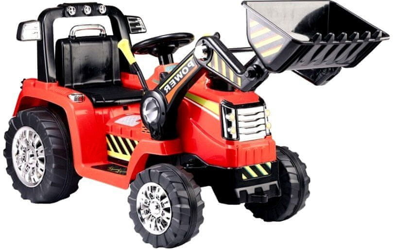 Mamido elektrický traktor Power s radlicou červená