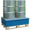 Kovová záchytná vaňa s roštem, na paletu, pre 2 sudy, lakovaná Kovová záchytná vaňa s roštem, na paletu, pre 2 sudy, lakovaná