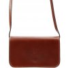 Kožená malá dámska pozdĺžna crossbody kabelka hnedá