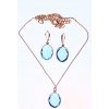 Set náhrdelník a náušnice tyrkysově modrý ovál Ružovo zlatá retiazka Set náhrdelník a náušnice tyrkysově modrý ovál Ružovo zlatá retiazka