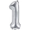 Balón fóliový 35cm - číslo 1, strieborný Balón fóliový 35cm - číslo 1, strieborný