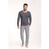 Pánske pyžamo s légou a kontrastným štepovaním 2XL Šedá Dlhé Pánske pyžamo s légou a kontrastným štepovaním 2XL Šedá Dlhé