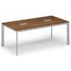 Rokovací stôl PRIMO INVITATION, 200x100 cm, orech + 2x stolná zásuvka TYP I, strieborná Rokovací stôl PRIMO INVITATION, 200x100 cm, orech + 2x stolná zásuvka TYP I, strieborná