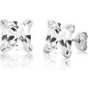 Šperky eshop - Náušnice v 9K bielom zlate - číry zirkónový štvorec uchytený štyrmi paličkami, 8 mm S1GG41.27 Šperky eshop - Náušnice v 9K bielom zlate - číry zirkónový štvorec uchytený štyrmi paličkami, 8 mm S1GG41.27