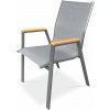 Autronic Stoličky záhradné Nordio, sivý textilen, sivá kovová konštrukcia, opierky rúk polywood Autronic Stoličky záhradné Nordio, sivý textilen, sivá kovová konštrukcia, opierky rúk polywood