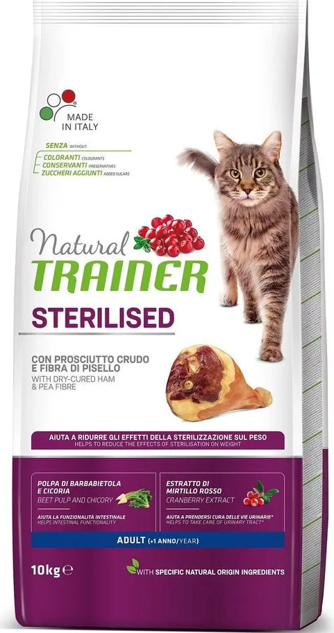 Trainer Natural Cat Sterilised sušená šunka 10 kg