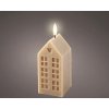 LED sviečka voskový domček 6 x 6 x 14,8 cm hnedá, teplé biele svetlo LED sviečka voskový domček 6 x 6 x 14,8 cm hnedá, teplé biele svetlo