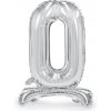PartyDeco Samostojací fóliový balón 0 strieborný 70 cm PartyDeco Samostojací fóliový balón 0 strieborný 70 cm