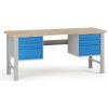 Dielenský pracovný stôl G7, buková škárovka, 2000 x 800 x 840 mm, 2x kontajner, 6 zásuviek, modrá Dielenský pracovný stôl G7, buková škárovka, 2000 x 800 x 840 mm, 2x kontajner, 6 zásuviek, modrá