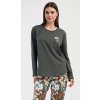 Vienetta Dámske pyžamo dlhé Mariana: khaki 1XL Vienetta Dámske pyžamo dlhé Mariana: khaki 1XL