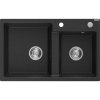 Mexen Tomas, granitový drez 800x500x190 mm, 2-komorový, čierna - strieborná metalíza, 6516802000-73 Mexen Tomas, granitový drez 800x500x190 mm, 2-komorový, čierna - strieborná metalíza, 6516802000-73