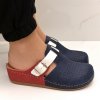 Dámske klinové šľapky KAYLA modro-červené