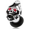 Šperky eshop - Plug do ucha z ocele 316L, lebka s korunou, zirkóny červenej a čírej farby S38.15 - Hrúbka: 4 mm Šperky eshop - Plug do ucha z ocele 316L, lebka s korunou, zirkóny červenej a čírej farby S38.15 - Hrúbka: 4 mm