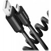 AXAGON BUMM-AM10TB, TWISTER kabel Micro USB USB-A, 0.6m, USB 2.0, 2.4A, ALU, tpe, černý