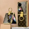 GKK GLASS Ochranný s držiakom Huawei P50 Pocket CHESS hnedé