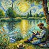 Norimpex diamantové malování Muž u jezera 30 x 40cm