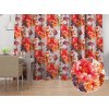 Biante Bavlnený záves Sandra SA-600 Veľké červeno-ružovo-oranžové kvety pivonky na bielom 150x170 cm Biante Bavlnený záves Sandra SA-600 Veľké červeno-ružovo-oranžové kvety pivonky na bielom 150x170 cm