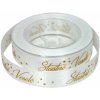 GOBA Stuha – látková, 25 m/2,5 cm, Šťastné a veselé, biela GOBA Stuha – látková, 25 m/2,5 cm, Šťastné a veselé, biela
