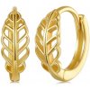 For Silver Dámske pozlátené kruhové náušnice s listovým motívom - Striebro 925 For Silver Dámske pozlátené kruhové náušnice s listovým motívom - Striebro 925