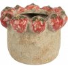 Clayre & Eef Béžový antik terakotový obal na kvetináč s jahôdkami - Ø 15*12 cm - Clayre & Eef Clayre & Eef Béžový antik terakotový obal na kvetináč s jahôdkami - Ø 15*12 cm - Clayre & Eef