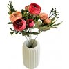 Ranunculus kytica x5 28cm červená, broskyňová umelá Ranunculus kytica x5 28cm červená, broskyňová umelá